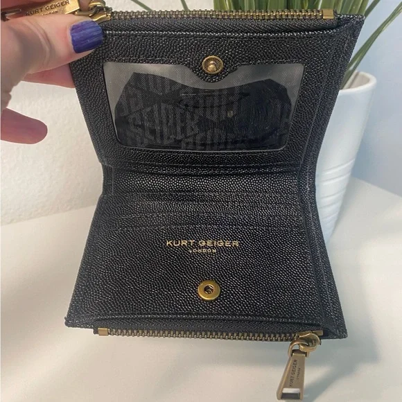 NIB Kurt Geiger Caviar Embossed Leather Mini Wallet - Picture 7 of 14